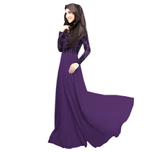 Women's Lace Long Sleeve Party Maxi Embroidery Dress Abaya Islamic Muslim Wear PY3 SM6