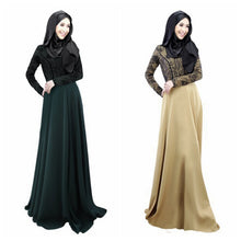 Women's Lace Long Sleeve Party Maxi Embroidery Dress Abaya Islamic Muslim Wear PY3 SM6
