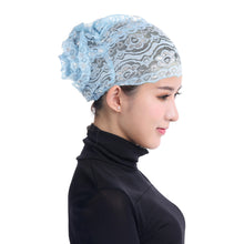 Women's Muslim Hijab Lace Turban Flower Bling Bling Islamic Bonnet Underscarf Inner Cap Stretchy Hat Glitter Headwear Head Wraps SM6