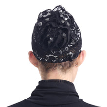 Women's Muslim Hijab Lace Turban Flower Bling Bling Islamic Bonnet Underscarf Inner Cap Stretchy Hat Glitter Headwear Head Wraps SM6