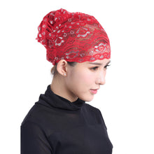 Women's Muslim Hijab Lace Turban Flower Bling Bling Islamic Bonnet Underscarf Inner Cap Stretchy Hat Glitter Headwear Head Wraps SM6