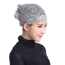Women's Muslim Hijab Lace Turban Flower Bling Bling Islamic Bonnet Underscarf Inner Cap Stretchy Hat Glitter Headwear Head Wraps SM6