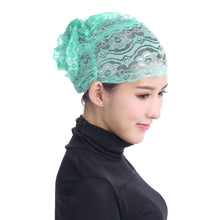 Women's Muslim Hijab Lace Turban Flower Bling Bling Islamic Bonnet Underscarf Inner Cap Stretchy Hat Glitter Headwear Head Wraps SM6