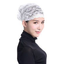 Women's Muslim Hijab Lace Turban Flower Bling Bling Islamic Bonnet Underscarf Inner Cap Stretchy Hat Glitter Headwear Head Wraps SM6