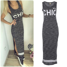 Women's S Sexy Slim Fit Casual Bodycon Dress Letter Print Beach Maxi Dress Vestidos De Festa SM6