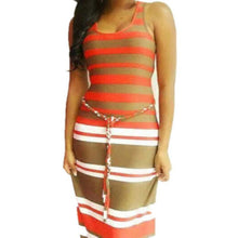 Women's Boho Long Maxi Dress Sleeveless O Neck Evening Party Beach Striped Dresses Sundress PY3 SM6