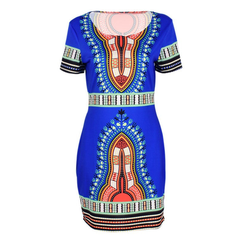 Womens African Printed Cocktail Party Shift Dresses Fashion Bodycon Dress S-XL SM6