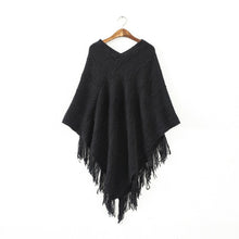 Womens Fringed Tassels Bat Sleeve Pullover Jumper Knit Sweaters Top Poncho ShawlSM6