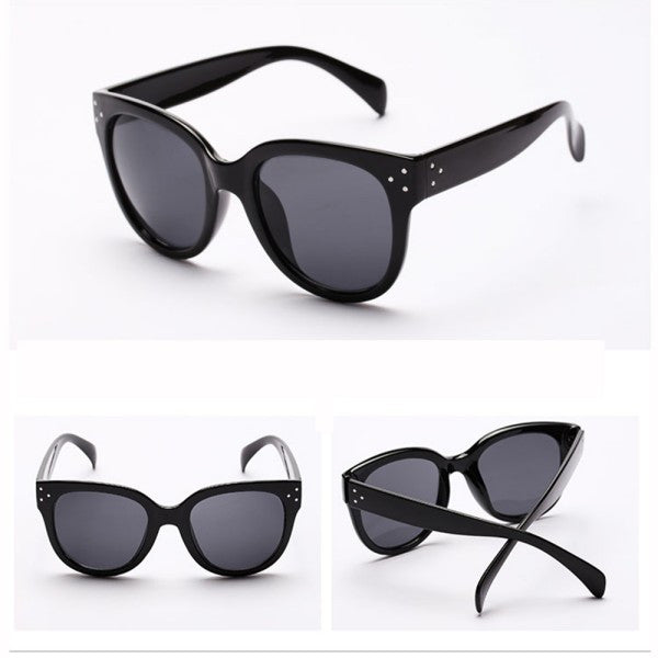 Womens Men UV 400 Rivet Sunglasses Plastic Frame Round Shades Oversized EyewearSM6
