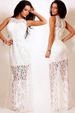 White Long Lace Dress Floor Length Prom Ball Dress Long Lace Sleeveless Party Dresses Elegant  Long SM6