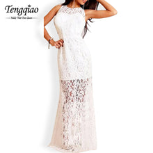 White Long Lace Dress Floor Length Prom Ball Dress Long Lace Sleeveless Party Dresses Elegant  Long SM6