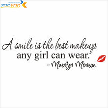 a smile is the best makeup home decor creative wall decals ZooYoo8129 decorative adesivo de parede removable vinyl wall stickers SM6