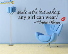 a smile is the best makeup home decor creative wall decals ZooYoo8129 decorative adesivo de parede removable vinyl wall stickers SM6