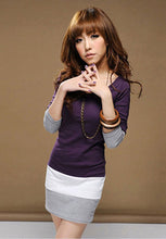 best selling Stripe Dresses Womens Casual Long Sleeve Bodycon Stripe Cocktail Party Mini DressS/M/L/XL free ship SM6