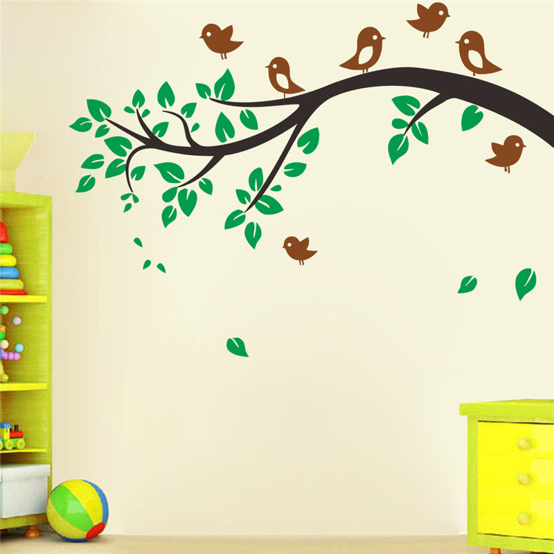 cartoon birds tree animals wall art decals for living room bedroom home decoration stickers removable diy vinyl SM6