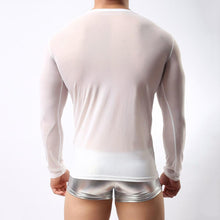 clubwear long sleeve mesh Men T-shirt stretchy sheer Man see through tops SM6
