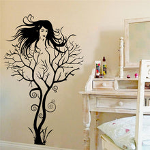 creative sexy girl fairy branch wall decals for bedroom removable home decoration tree stickers diy vinyl art black SM6