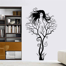 creative sexy girl fairy branch wall decals for bedroom removable home decoration tree stickers diy vinyl art black SM6