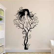 creative sexy girl fairy branch wall decals for bedroom removable home decoration tree stickers diy vinyl art black SM6