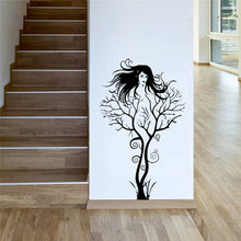 creative sexy girl fairy branch wall decals for bedroom removable home decoration tree stickers diy vinyl art black SM6