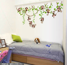 cute mini monkeys vinyl wall stickers decals children animals plants wallpaper mural girls boys kids home bedroom nursery decor SM6