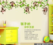 cute mini monkeys vinyl wall stickers decals children animals plants wallpaper mural girls boys kids home bedroom nursery decor SM6
