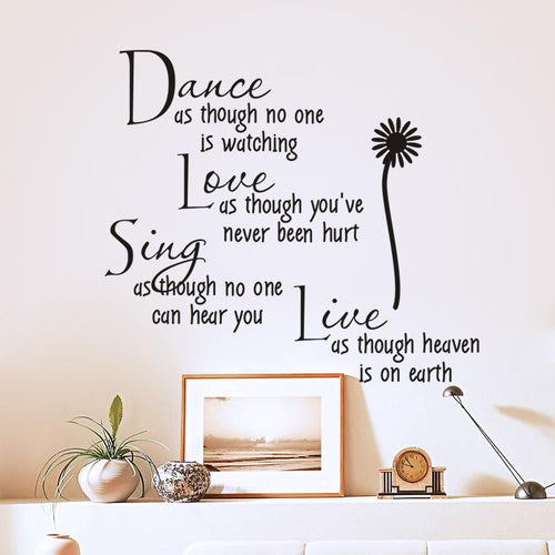 dance as though no one is watching love quote wall decals zooyoo2008 removable pvc wall stickers home decor bedroom diy wall art SM6