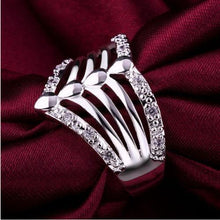 sterling silver jewelry Silver Plated Rings charm woman wedding Heart crystal Rings  SM6