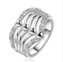 sterling silver jewelry Silver Plated Rings charm woman wedding Heart crystal Rings  SM6