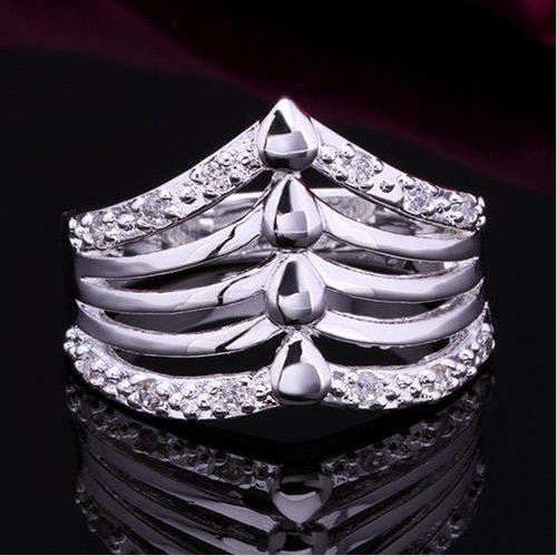 sterling silver jewelry Silver Plated Rings charm woman wedding Heart crystal Rings  SM6
