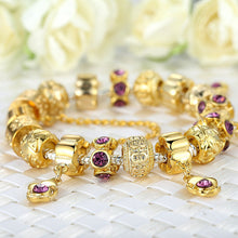 for Women DIY Crystal Beads Fit Original Bracelets Pulseira Jewelry Gift 3 Size Gold Rose Flower Key Charm bracelet SM6
