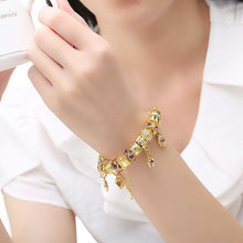 for Women DIY Crystal Beads Fit Original Bracelets Pulseira Jewelry Gift 3 Size Gold Rose Flower Key Charm bracelet SM6