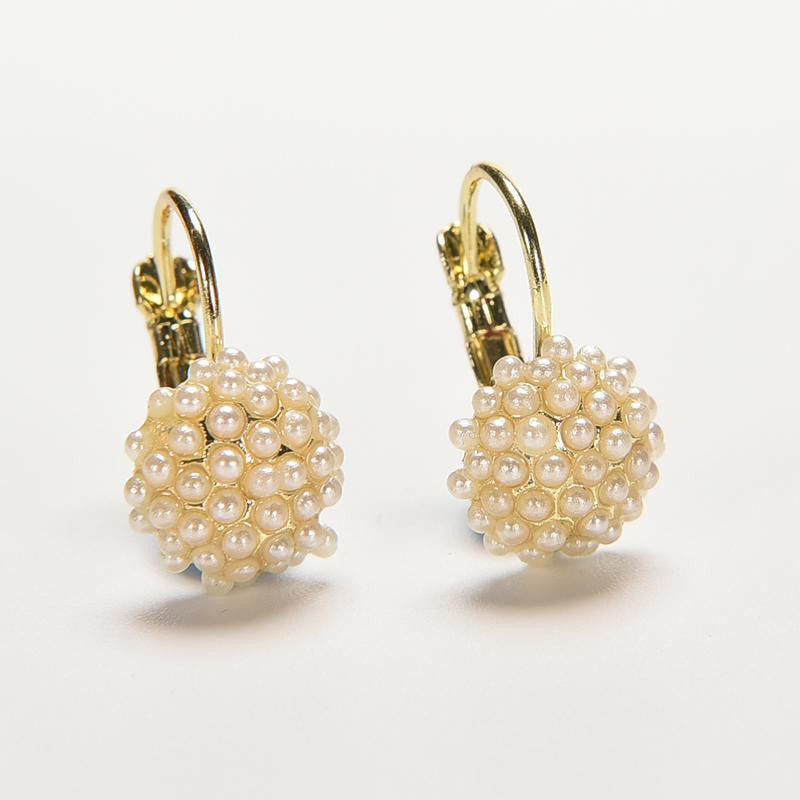 for Women Girls Wedding Ear Cuff Gold Plated Piercing Jewelry  Round Imitation Pearl Beads Stud Earrings SM6