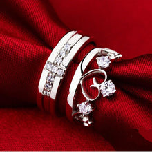 for Women Men =2pcs Sterling Silver Ring Jewelry Engagement Love Crown Cross Zircon Wedding Lovers Couple Rings SM6