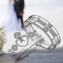 for Women Men =2pcs Sterling Silver Ring Jewelry Engagement Love Crown Cross Zircon Wedding Lovers Couple Rings SM6