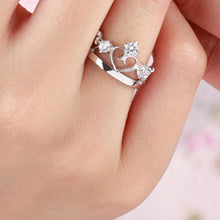 for Women Men =2pcs Sterling Silver Ring Jewelry Engagement Love Crown Cross Zircon Wedding Lovers Couple Rings SM6