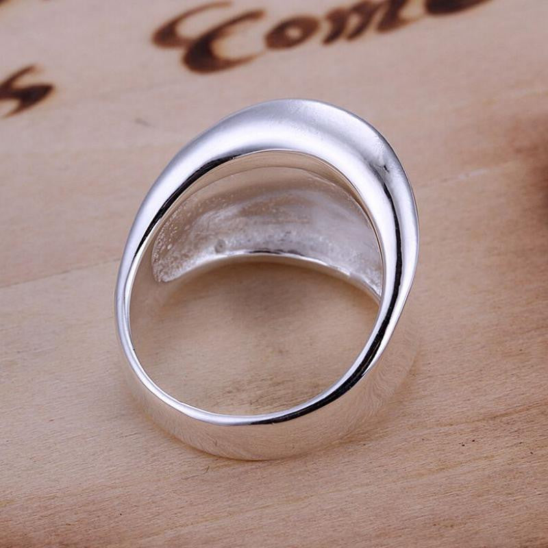 Silver Ring For Men's | Rectangle Shape Black Plate Design Ring |