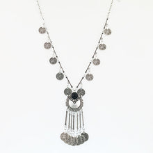 women Bohemian Vintage Coin Long Pendant Necklace Silver Chain Gypsy Tribal Ethnic silver jewelry Tassel Necklace SM6